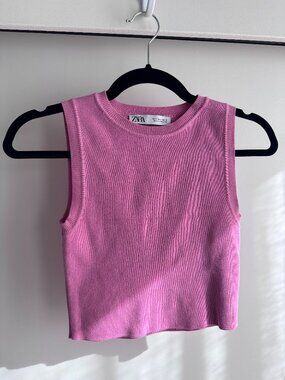 Pink Sleeveless Cropped Top